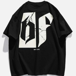 youthful cracked letters tee dynamic graphic design 8563