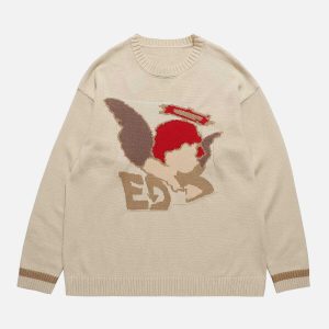 youthful cupid print sweater   love inspired streetwear 7031