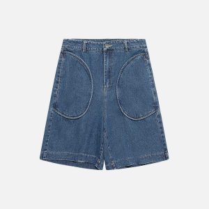 youthful curved pocket jorts   chic denim streetwear 2050