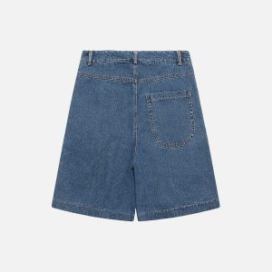 youthful curved pocket jorts   chic denim streetwear 3681