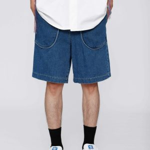 youthful curved pocket jorts   chic denim streetwear 6308