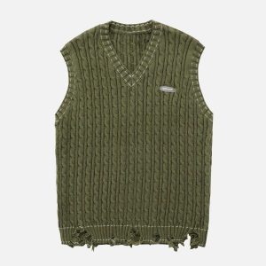 youthful cut hem sweater vest dynamic streetwear piece 2013