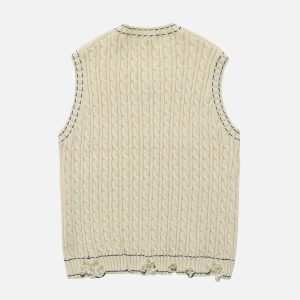 youthful cut hem sweater vest dynamic streetwear piece 4619