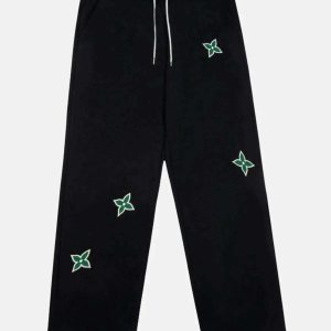 youthful dart embroidered drawstring pants streetwise look 1527