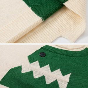 youthful dinosaur patchwork sweater   retro charm 4983