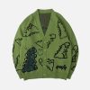 youthful dinosaur pattern cardigan knit & quirky design 5078