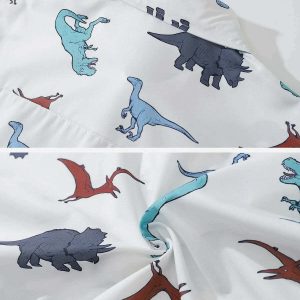 youthful dinosaur print shirt longsleeved & trendy 6480