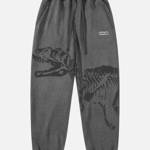 youthful dinosaur print sweatpants   urban comfort fit 6030