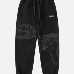 youthful dinosaur print sweatpants   urban comfort fit 8034