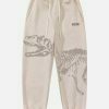 youthful dinosaur print sweatpants   urban comfort fit 8218