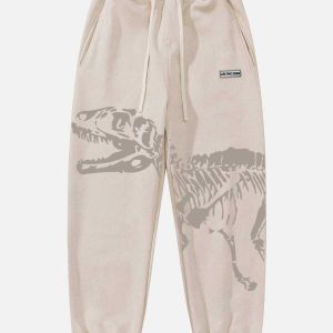 youthful dinosaur print sweatpants   urban comfort fit 8218