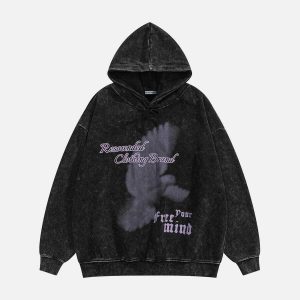 youthful dove pullover hoodie washed & blurring design 4904