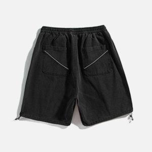 youthful drawstring label shorts   trending urban look 5075