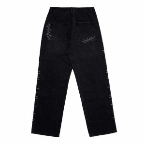 youthful ekg embroidered jeans unique & trendsetting 4609