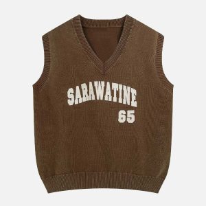 youthful embroidered letter vest   custom wash design 3302