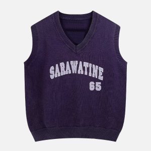 youthful embroidered letter vest   custom wash design 6000