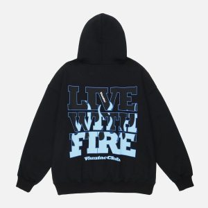 youthful flame letter hoodie dynamic print & style 4588