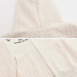 youthful flocked letter hoodie zip detail urban appeal 3043