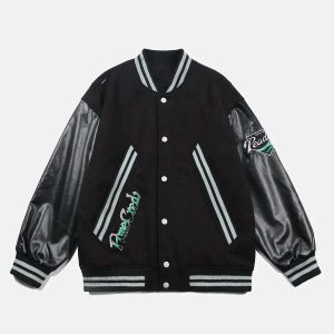 youthful flocked letter varsity jacket iconic design 1430