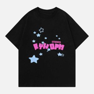 youthful foam print star t shirt dynamic streetwear vibes 2525