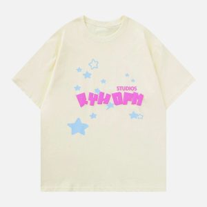 youthful foam print star t shirt dynamic streetwear vibes 3899