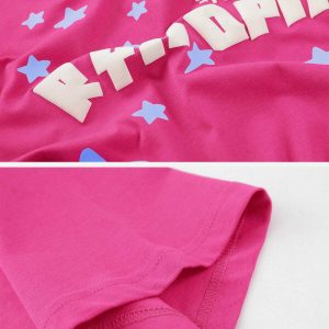 youthful foam print star t shirt dynamic streetwear vibes 4207