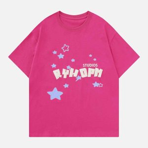 youthful foam print star t shirt dynamic streetwear vibes 8401