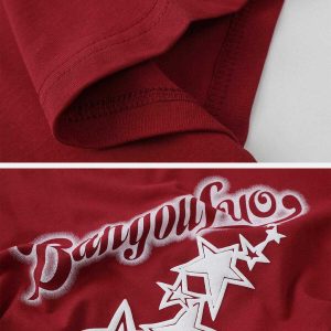 youthful foam star tee dynamic letter print design 4426