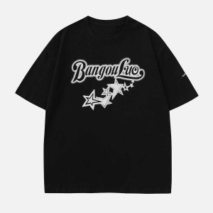 youthful foam star tee dynamic letter print design 7985