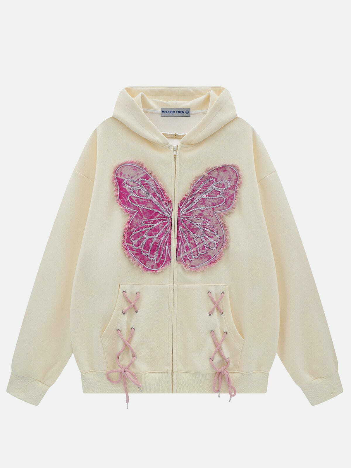 youthful fringe butterfly hoodie   washed look trendsetter 1671