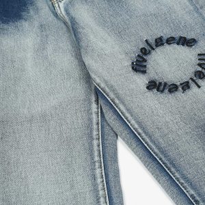 youthful gradient letter jeans embroidered & trendy fit 1309