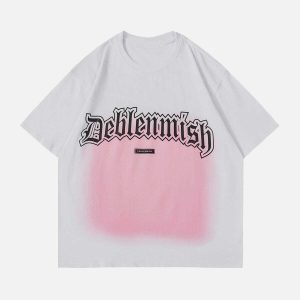 youthful gradient letter print tee   dynamic streetwear style 4837