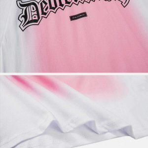 youthful gradient letter print tee   dynamic streetwear style 5824