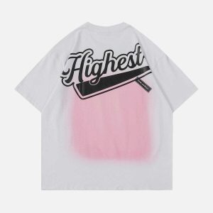 youthful gradient letter print tee   dynamic streetwear style 5971