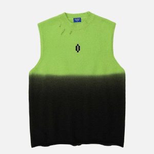 youthful gradient sweater vest   chic y2k streetwear look 1963