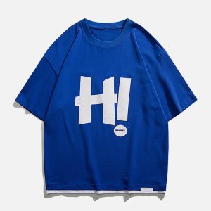 youthful h letter patchwork tee dynamic street style 1102