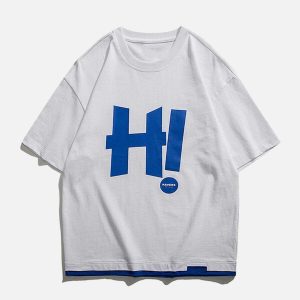 youthful h letter patchwork tee dynamic street style 2438