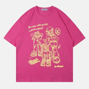 youthful hand drawn tee cartoon charm & urban flair 4833