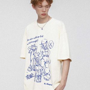 youthful hand drawn tee cartoon charm & urban flair 5983