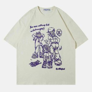 youthful hand drawn tee cartoon charm & urban flair 6059