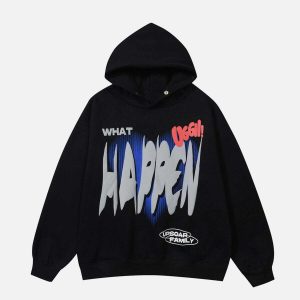 youthful happen print hoodie streetwear icon 7756