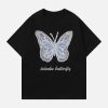 youthful hollow mesh tee with butterfly patch urban chic 7956