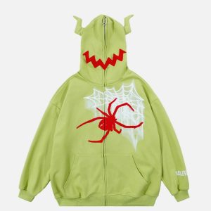 youthful horn spider hoodie flocking design trendsetter 1240