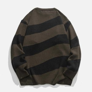 youthful inclined stripe mountain sweater dynamic design 7554