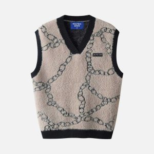 youthful irregular chain sweater vest   chic urban appeal 7331