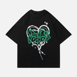 youthful irregular heart tee dynamic letter print design 5429