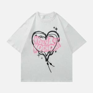 youthful irregular heart tee dynamic letter print design 7195