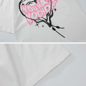 youthful irregular heart tee dynamic letter print design 8911