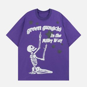 youthful kneeling skeleton tee dynamic graphic design 1476