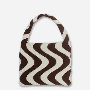 youthful knit stripe bag   trending urban accessory 6405